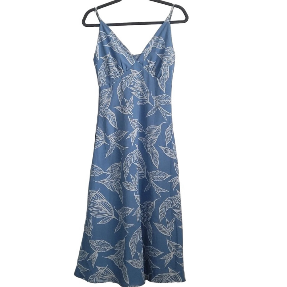 NEW FORE Midi Spaghetti Strap Dress light Blue/White Floral Print Size S